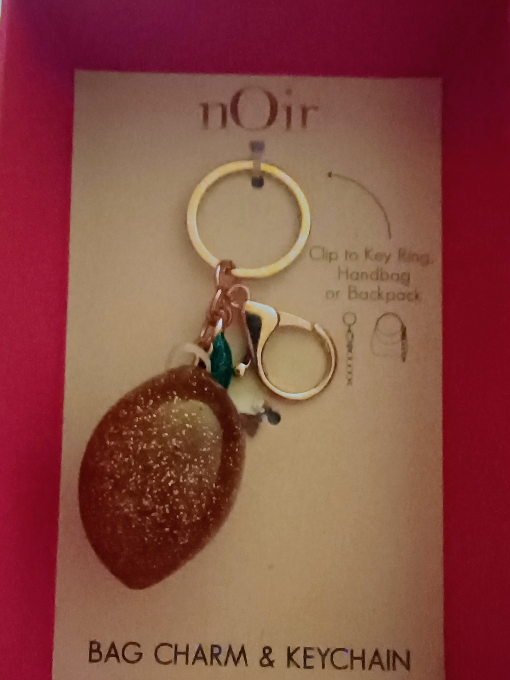 Gold Glitter Lemon Keychain Bag Charm - Picture 2 of 2